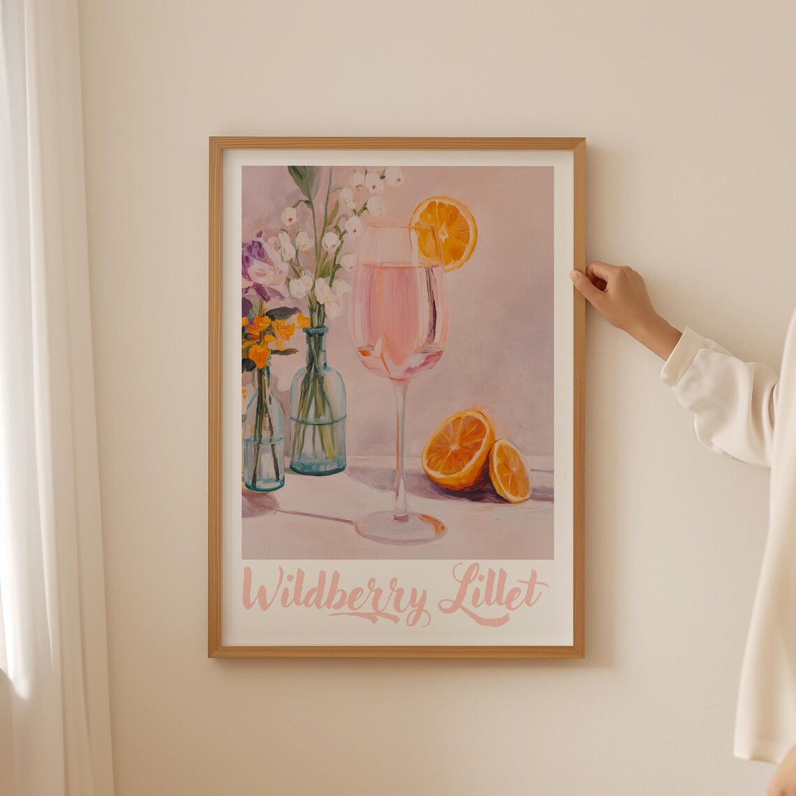 Wildberry Lillet Pink Cocktail Orange Citrus Floral Bar Art Print
