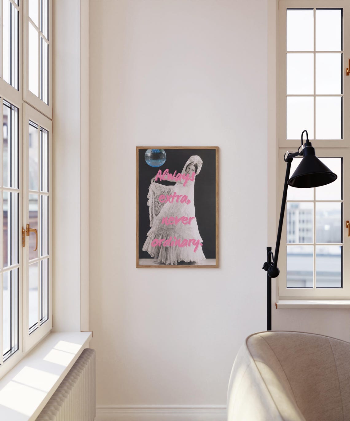 Home Retro Bubble Letters Blue on Pink Wall Decor Art Poster - Image 4