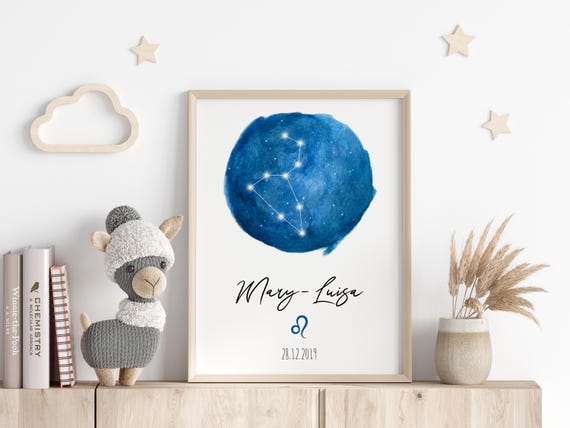 Leo Personalized Star Map Print Astrology Gift Birth Stats Poster Newborn Name Sign Baby Shower Gift Leo Constellation Art