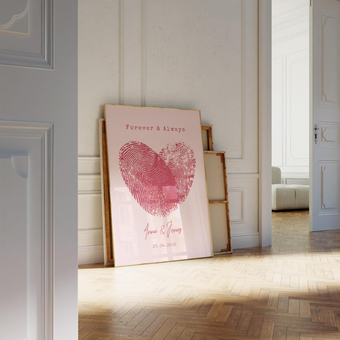 Forever And Always Fingerprint Heart Poster Personalized Couple Decor - Image 2