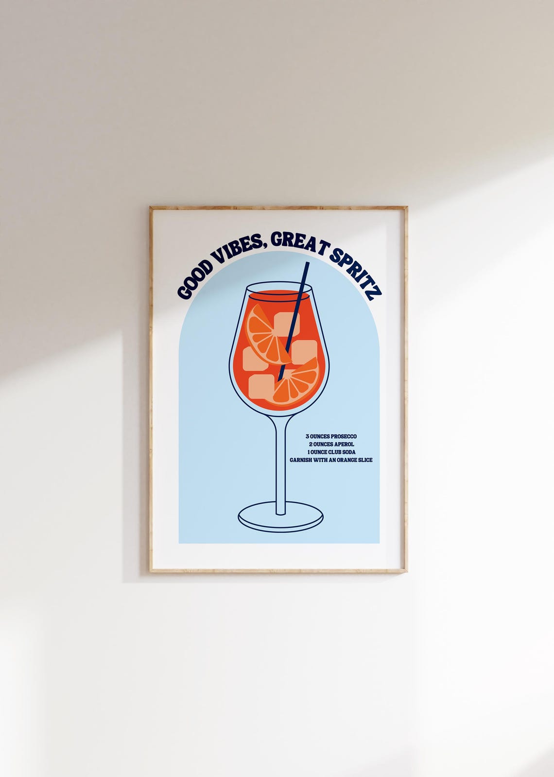 Good Vibes Great Spritz Cocktail Poster Minimalist Line Art Decor - Image 4