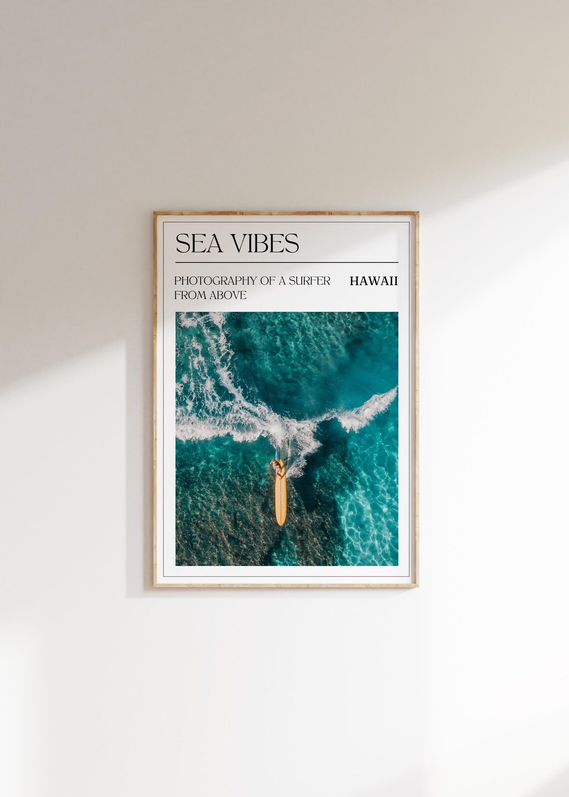 Sea Vibes Hawaii Surfer Aerial Wave Photography Art Wall Poster - Image 3