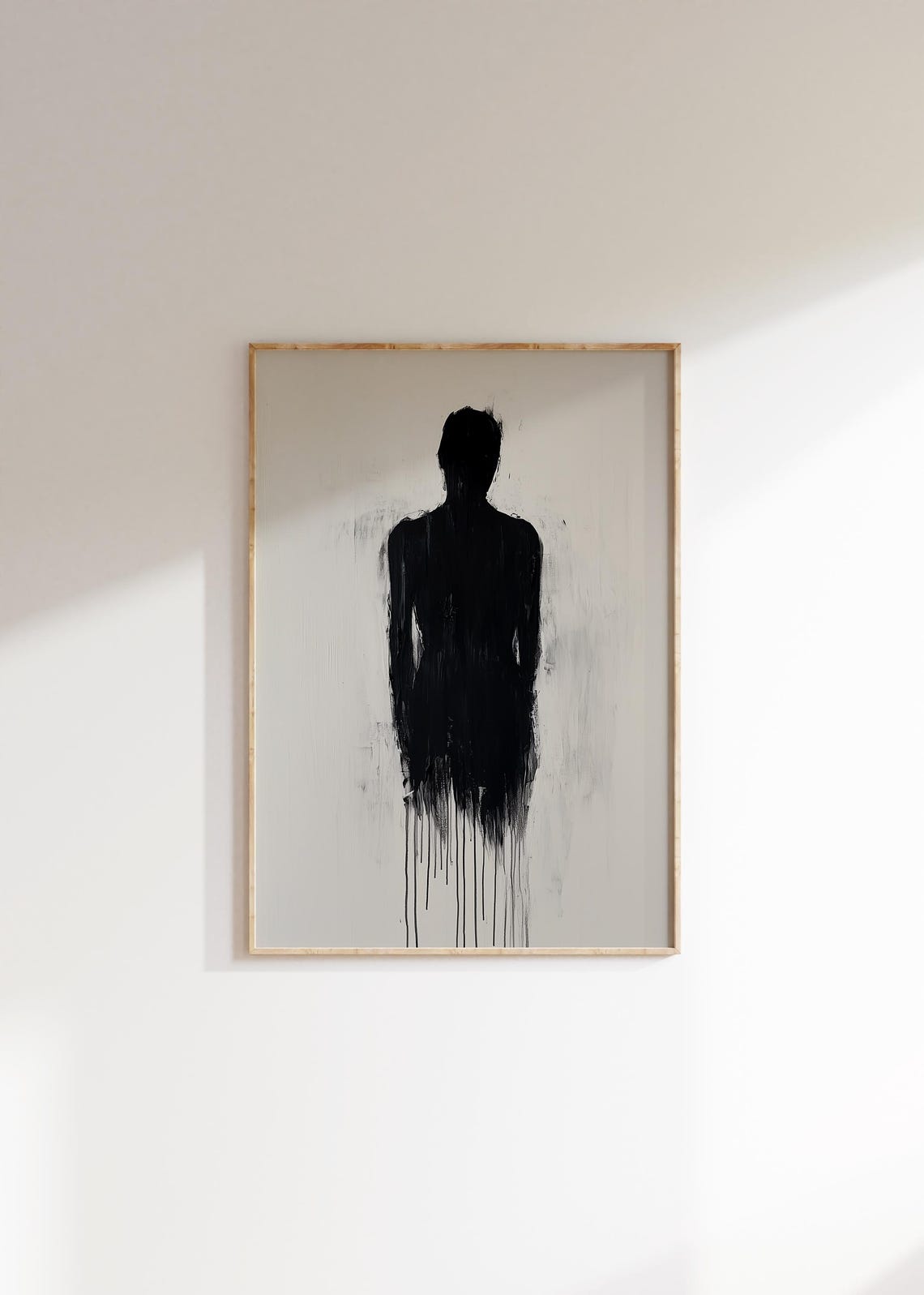 Black Figure Silhouette Ink Drip Abstract Minimalist Zen Wall Poster - Image 2