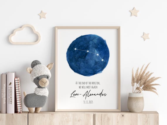 Personalized Zodiac Aries Star Map Poster Miscarriage Gift Stillbirth Memorial Baby Loss Gift Birth Stats Sign Aries Sign Keepsake