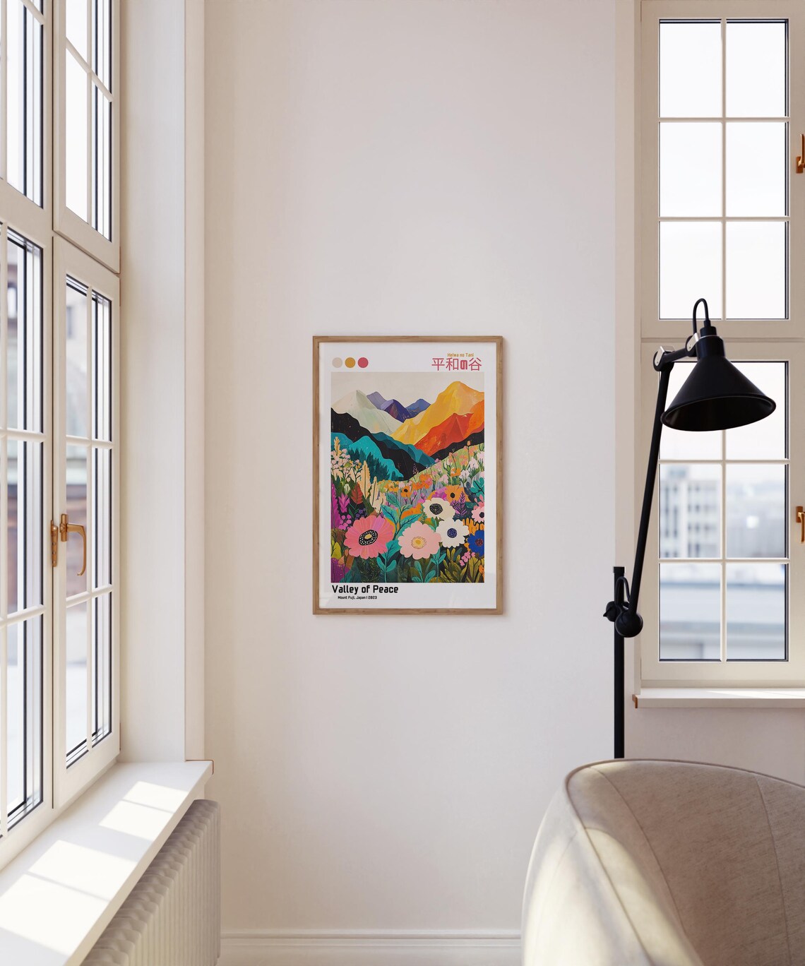 Valley of Peace Mount Fuji Japan Wildflower Meadow Art Poster - Image 4