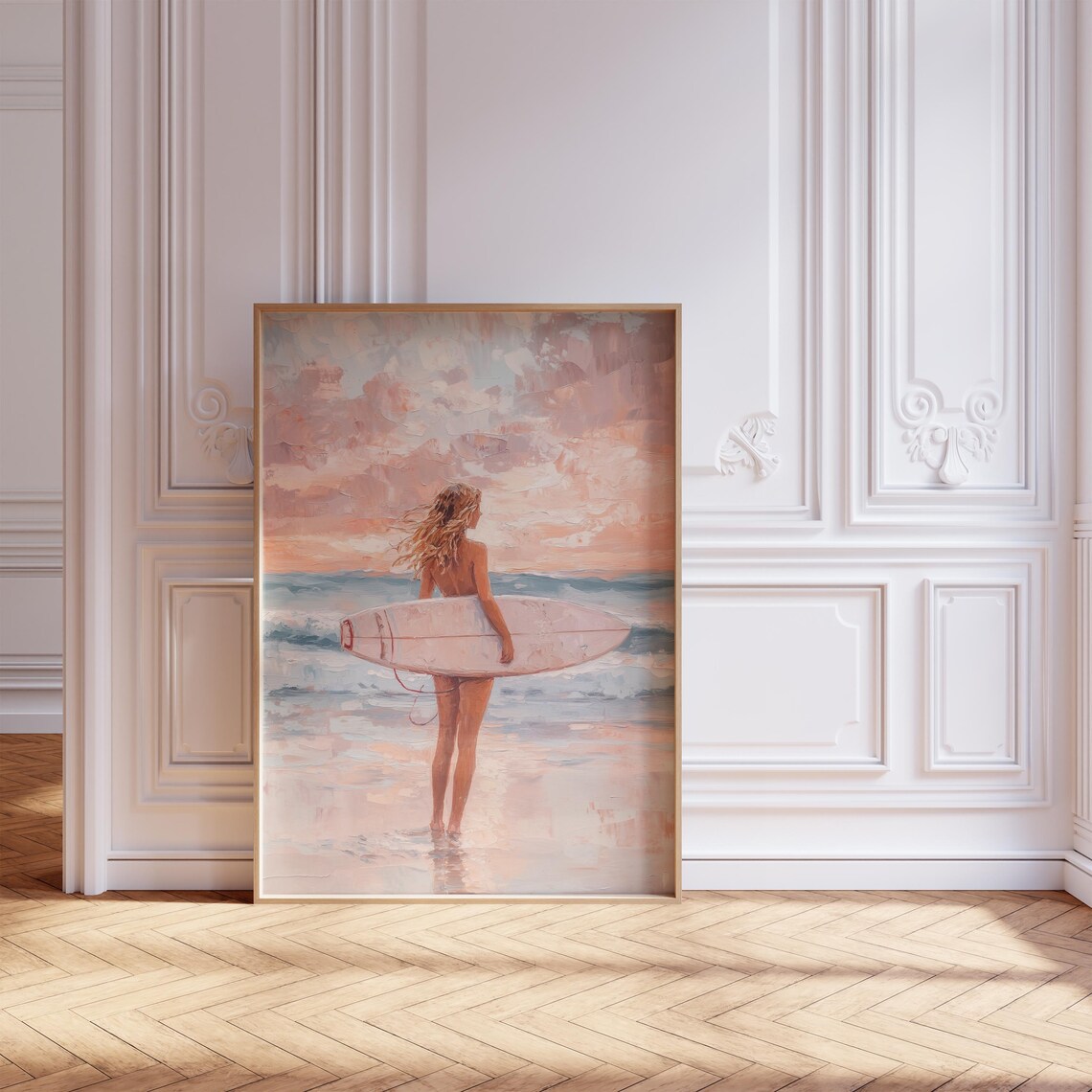 Vintage Surf Poster, Beachy Room Decor Print