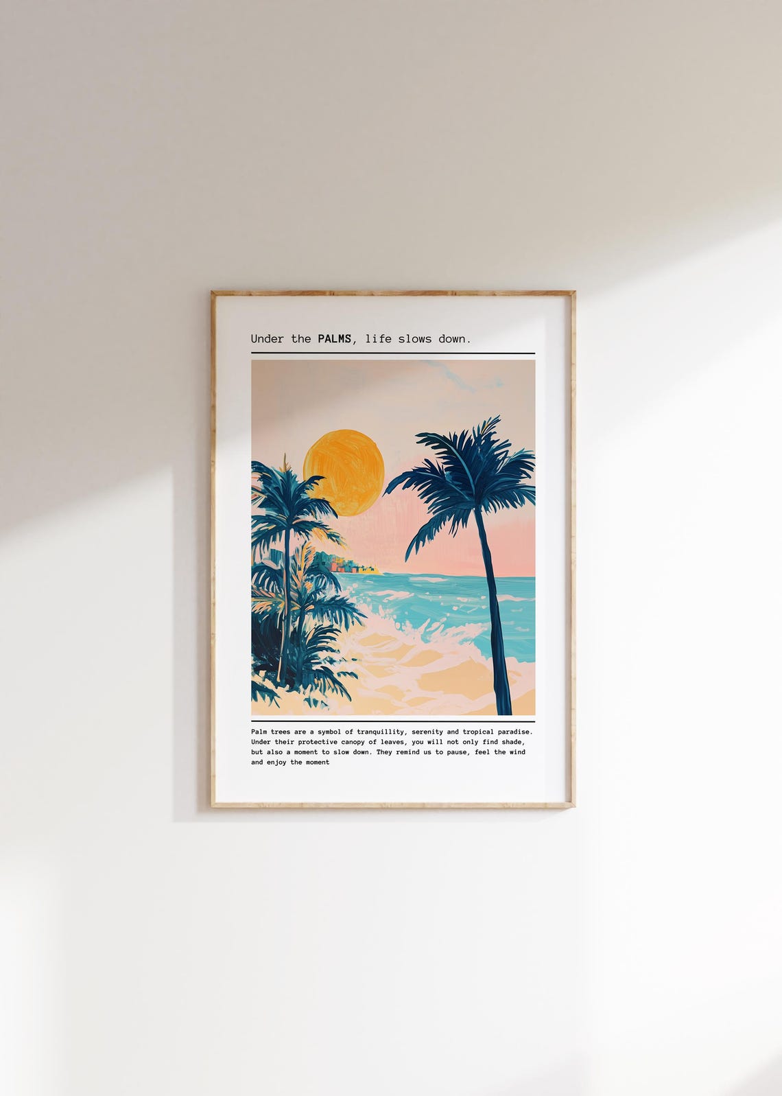 Under The Palms Life Slows Down Sunset Beach Painting Poster - Image 4