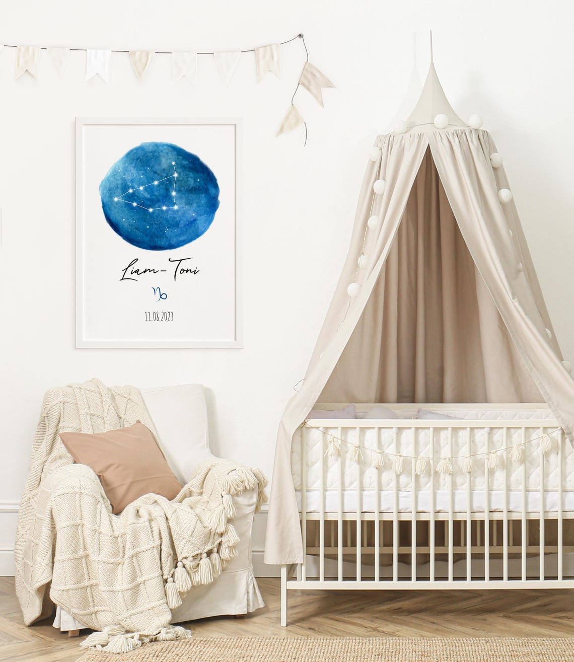 Capricorn Constellation Blue Circle Personalized Name Gift Poster - Image 2