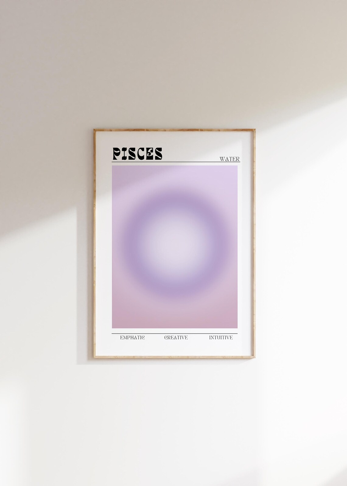 Pisces Water Sign Lavender Aura Retro Type Zodiac Astrology Poster - Image 3