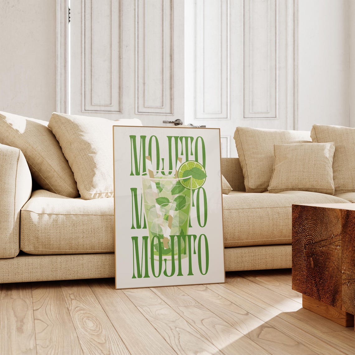 Mojito Cocktail Green Retro Typography Kitchen Bar Poster Art - Image 3
