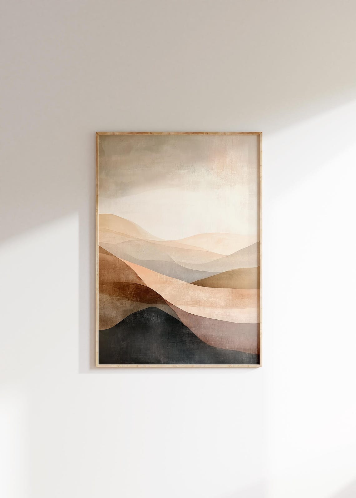 Beige Japandi Wabi Sabi Abstract Layered Hills Landscape Poster - Image 2
