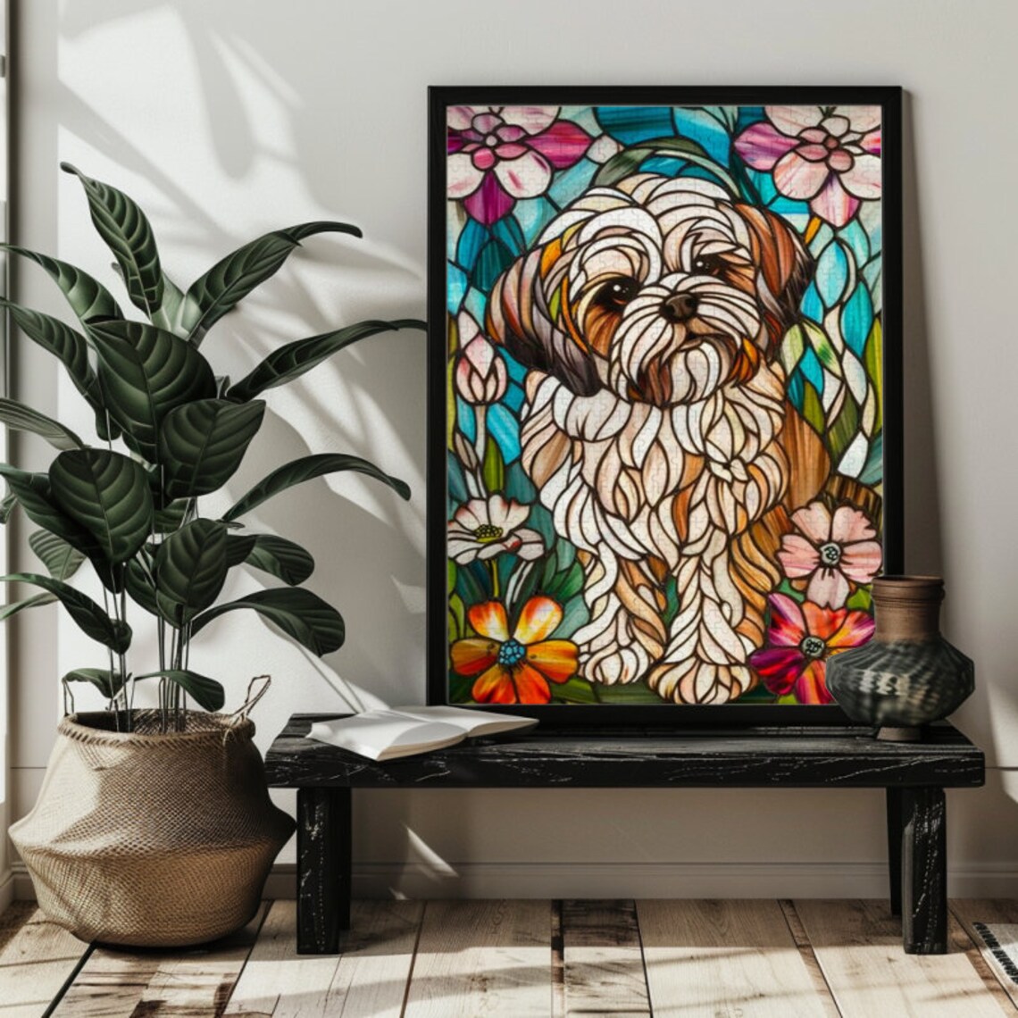 Shih Tzu Stained Glass Jigsaw Puzzle Art Print - Image 3