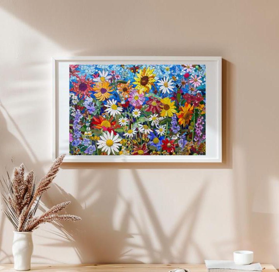 Colorful Handmade Quilled Paper Wildflowers Bouquet Art Poster