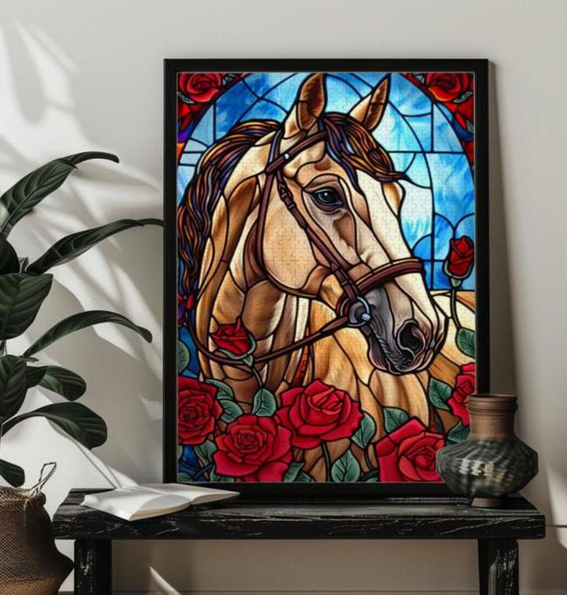Stained Glass Horse Jigsaw Puzzle Art Print - Image 4