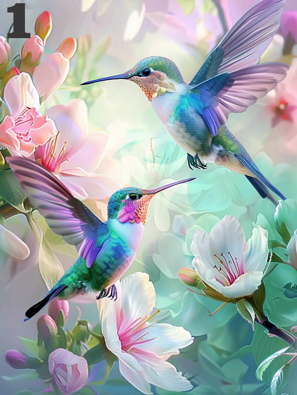 Personalized Hummingbird Flowers Diamond Art Print