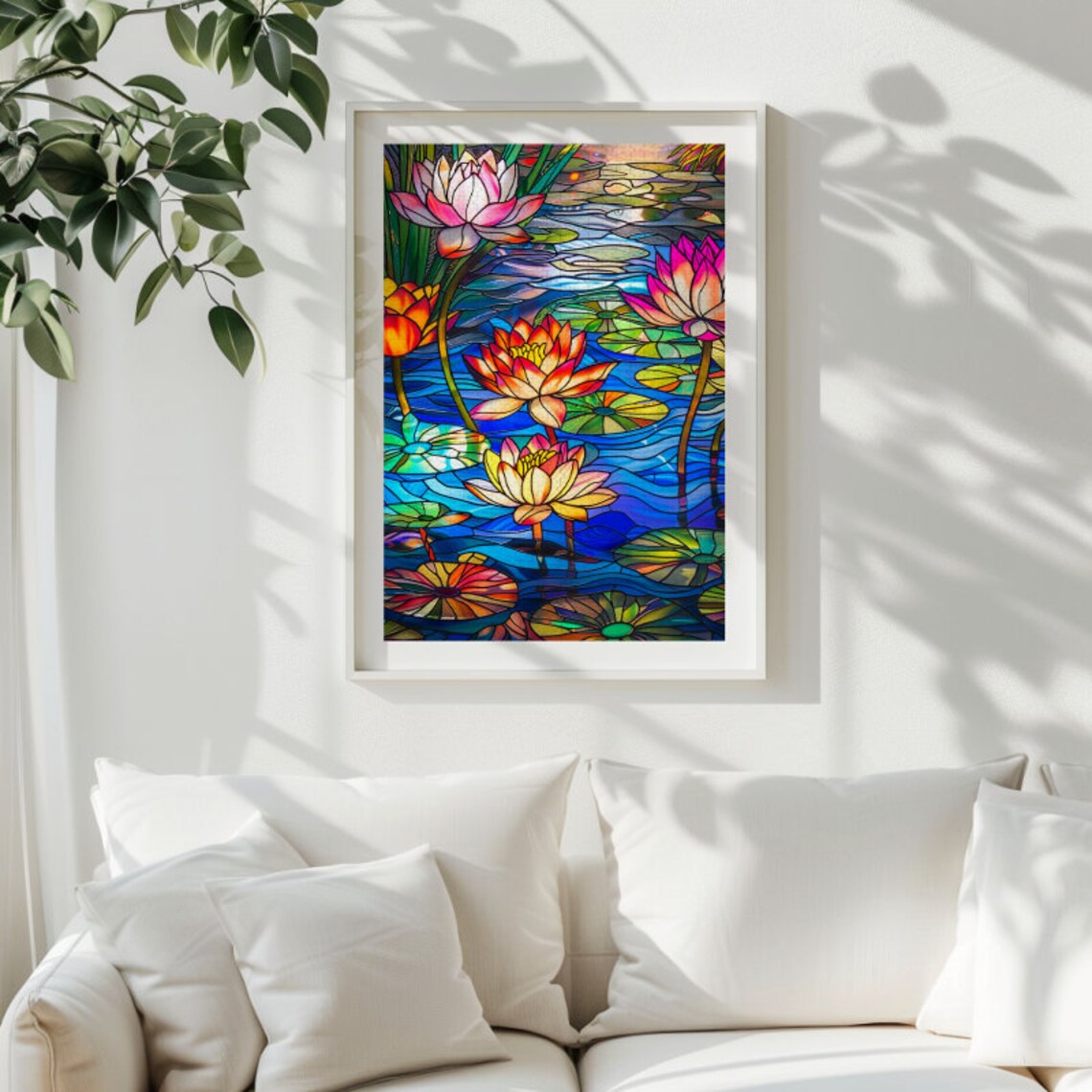 Stained Glass Waterlily Jigsaw Puzzle, Waterlily Picture - Image 2