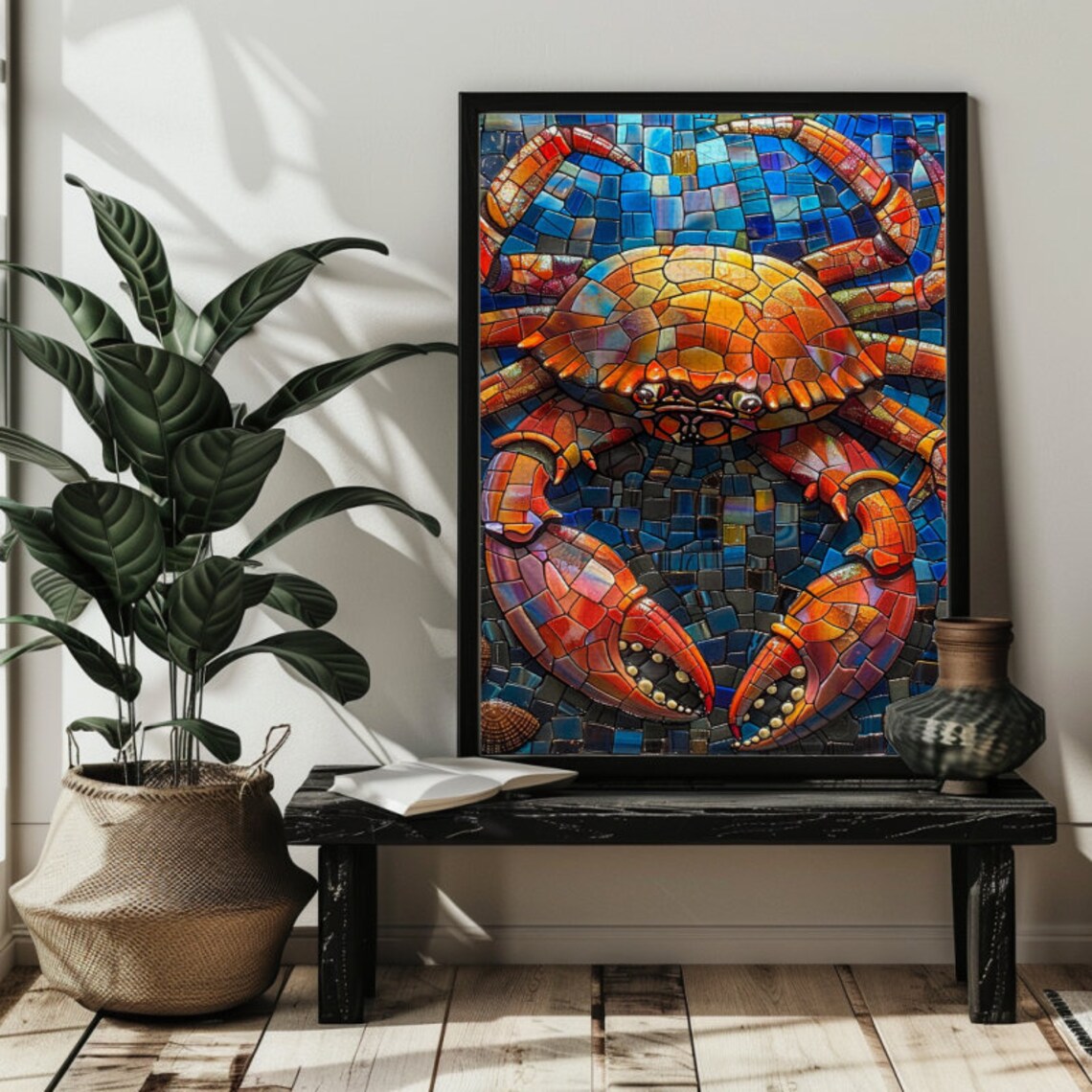 Stained Glass Crab Puzzle Art Print, Ocean Decor - Image 4