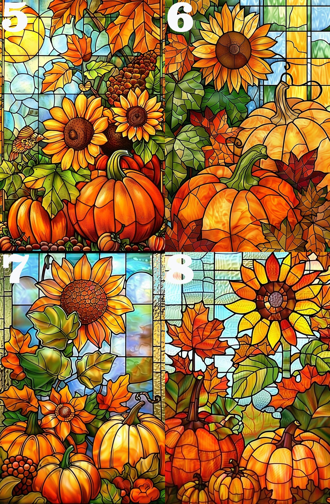 Stained Glass Fall Pumpkin Harvest Puzzle Art - Image 4
