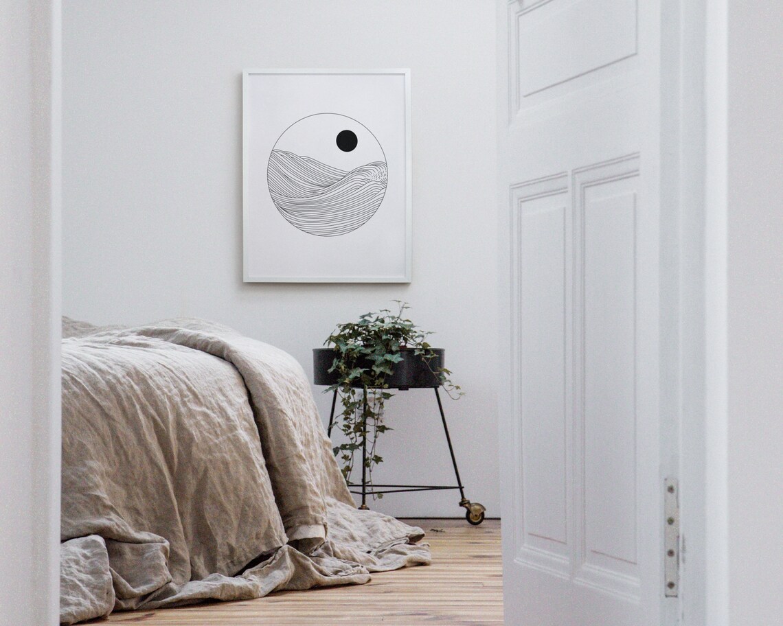 Japanese Ocean Sunset Art Print, Boho Seascape - Image 3