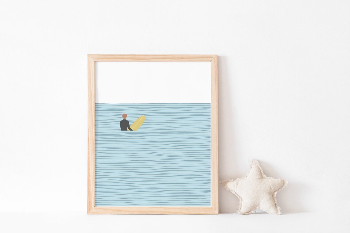 Surfer Boy Print, Ocean Beach House Decor Poster - Image 2