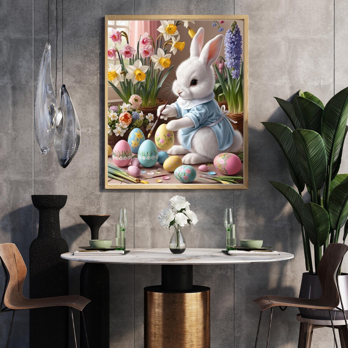 Pastel Cottagecore Bunny Easter Egg Art Print - Image 2