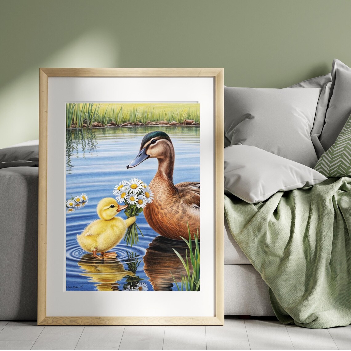 Mother's Day Duck, Cute Duckling With Daisies - Image 5