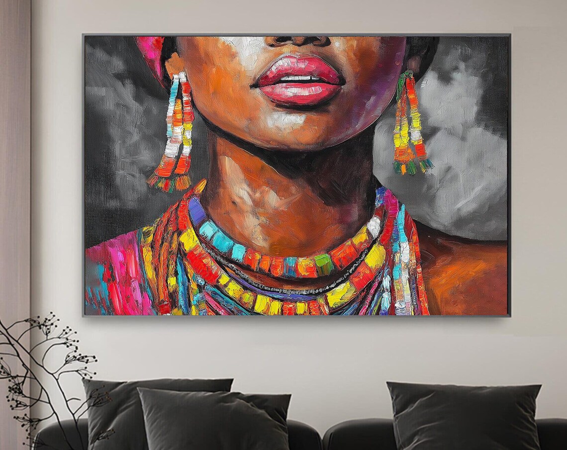 African Woman Art Print, Colorful Fashion Portrait