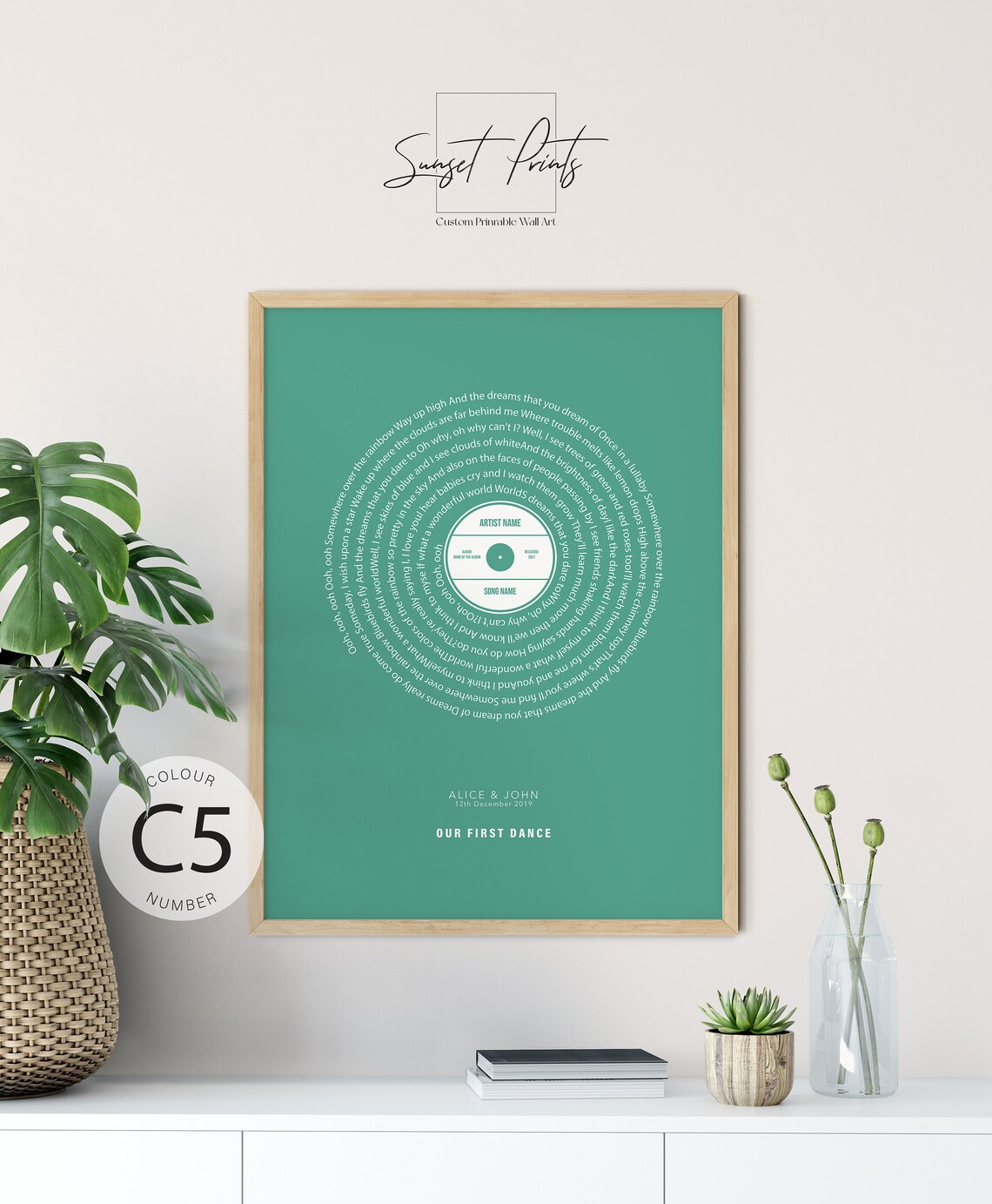 Custom Song Lyrics Vinyl Record Poster, Wedding Gift - Image 2