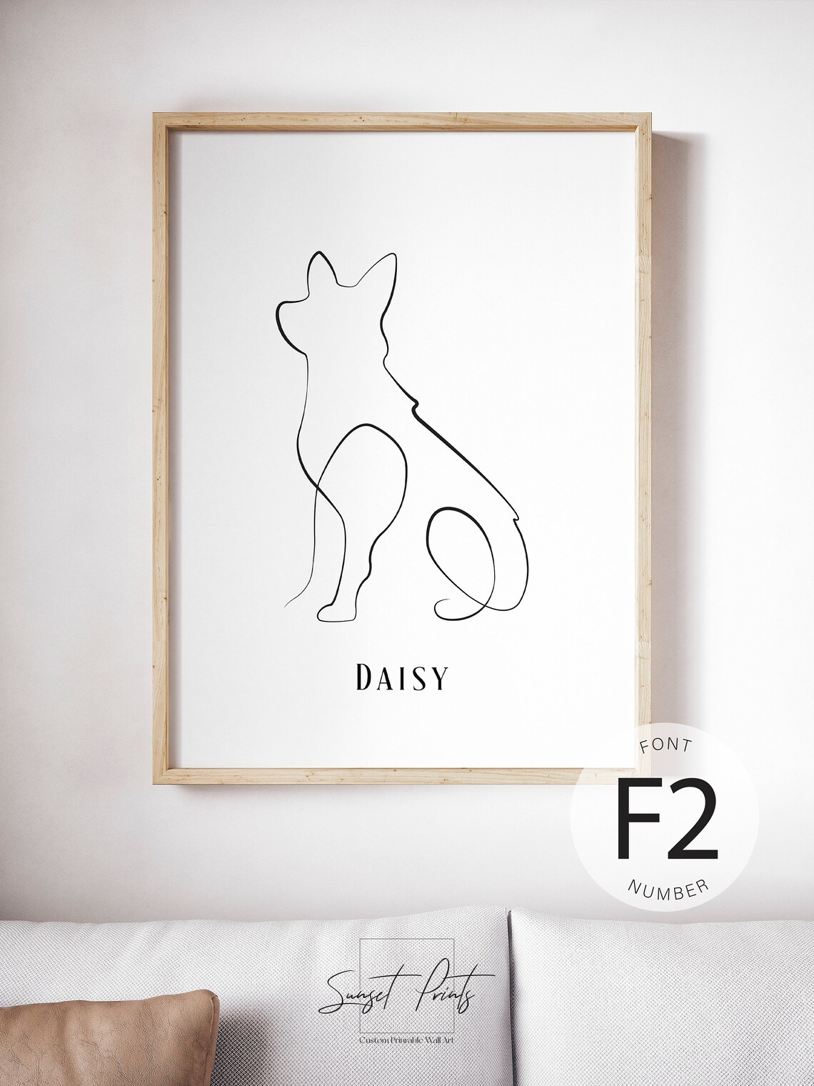 German Shepherd Customisable Line Art Gift Poster - Image 4