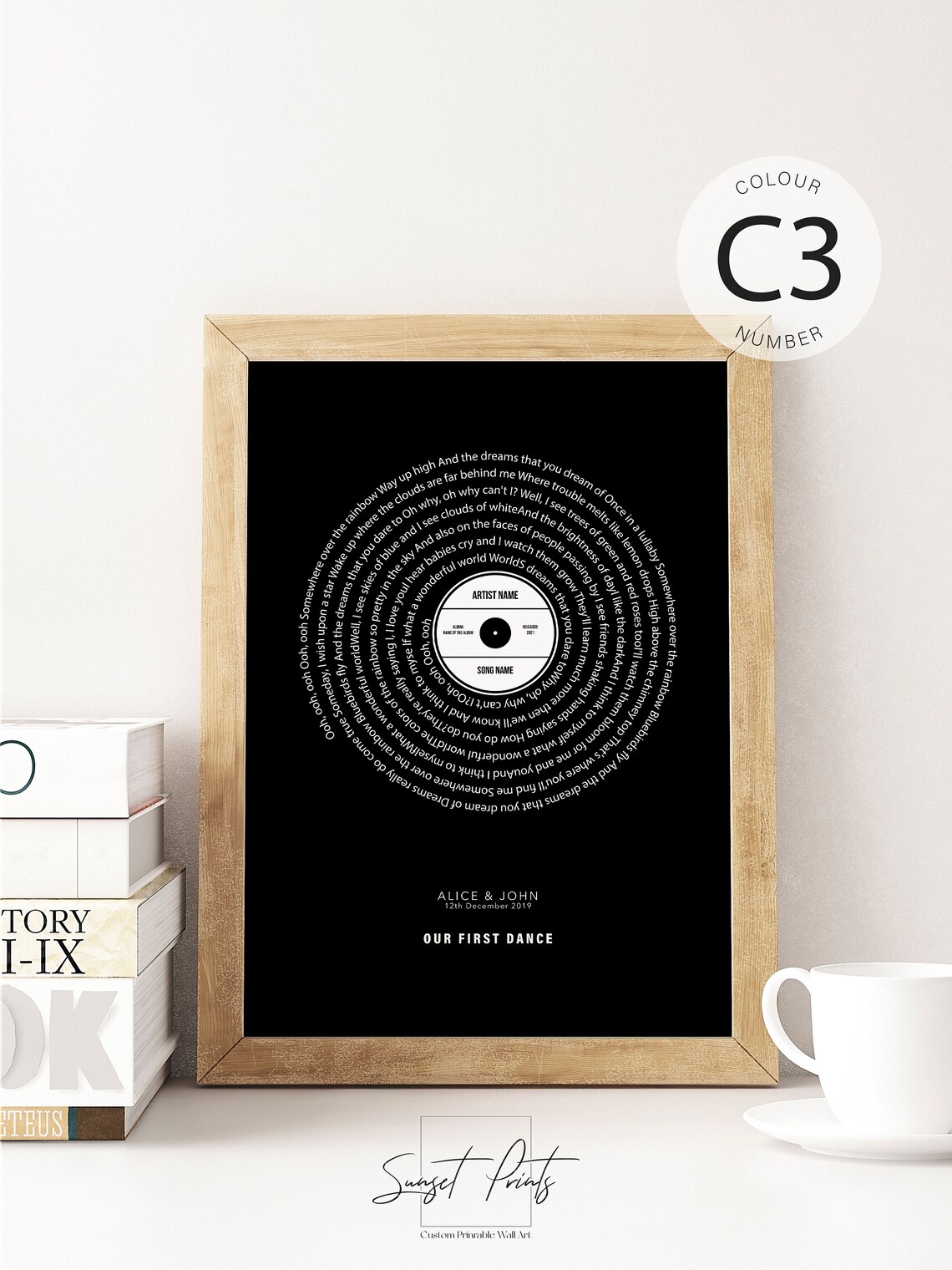 Custom Song Lyrics Vinyl Record Poster, Wedding Gift - Image 4