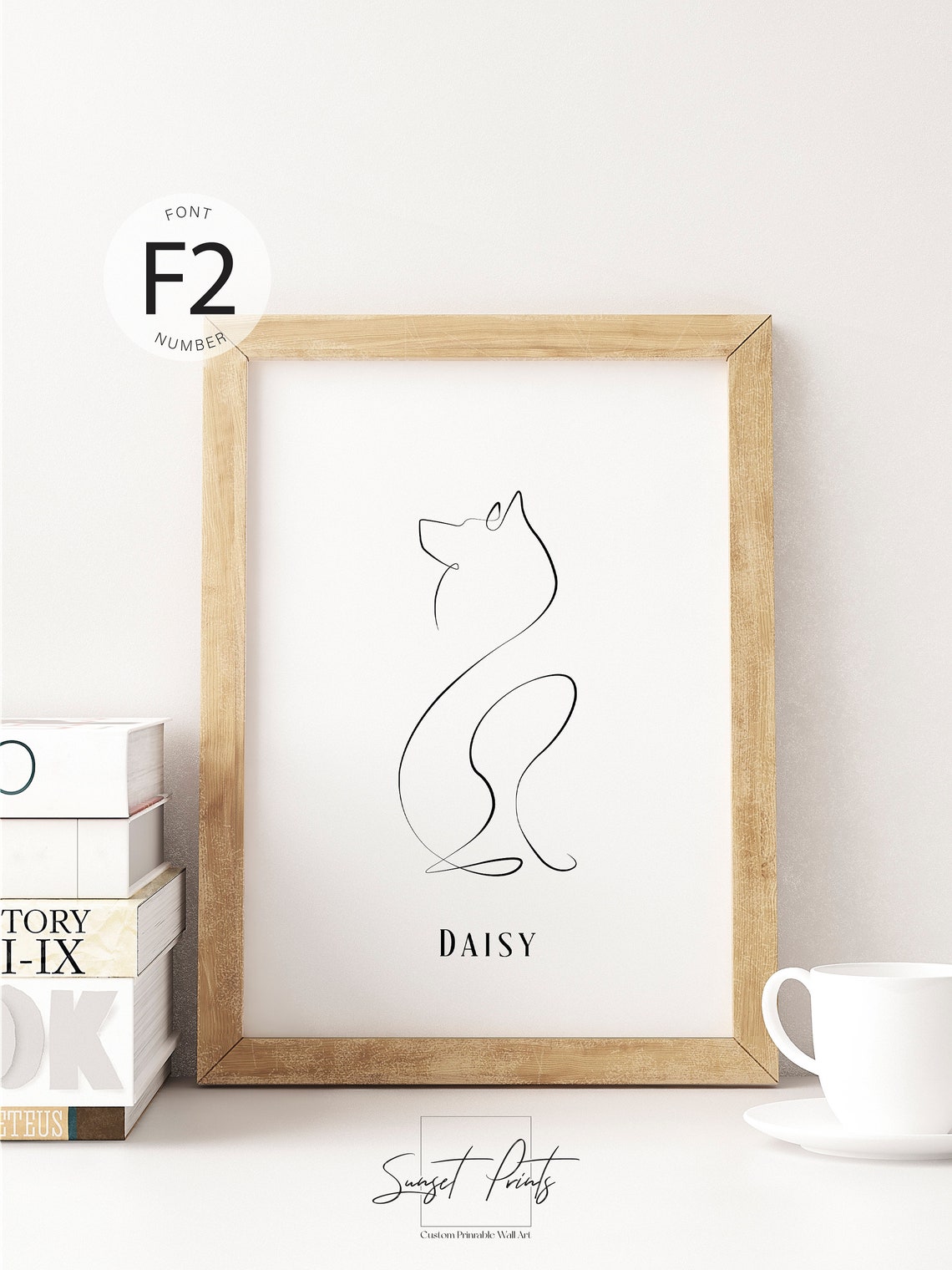 Collie Dog One Line Drawing Custom Pet Name Minimalist Wall Poster - Image 5