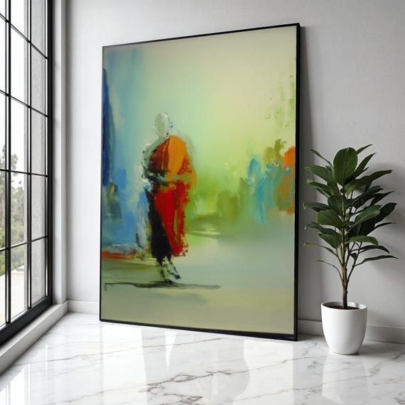 Abstract Buddha Monk Canvas Spiritual Wall Art Meditation Decor Contemporary Painting Zen Home Decoration Gift Print