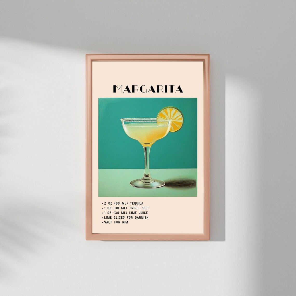 Margarita Cocktail, Green Minimalist Retro Art - Image 5