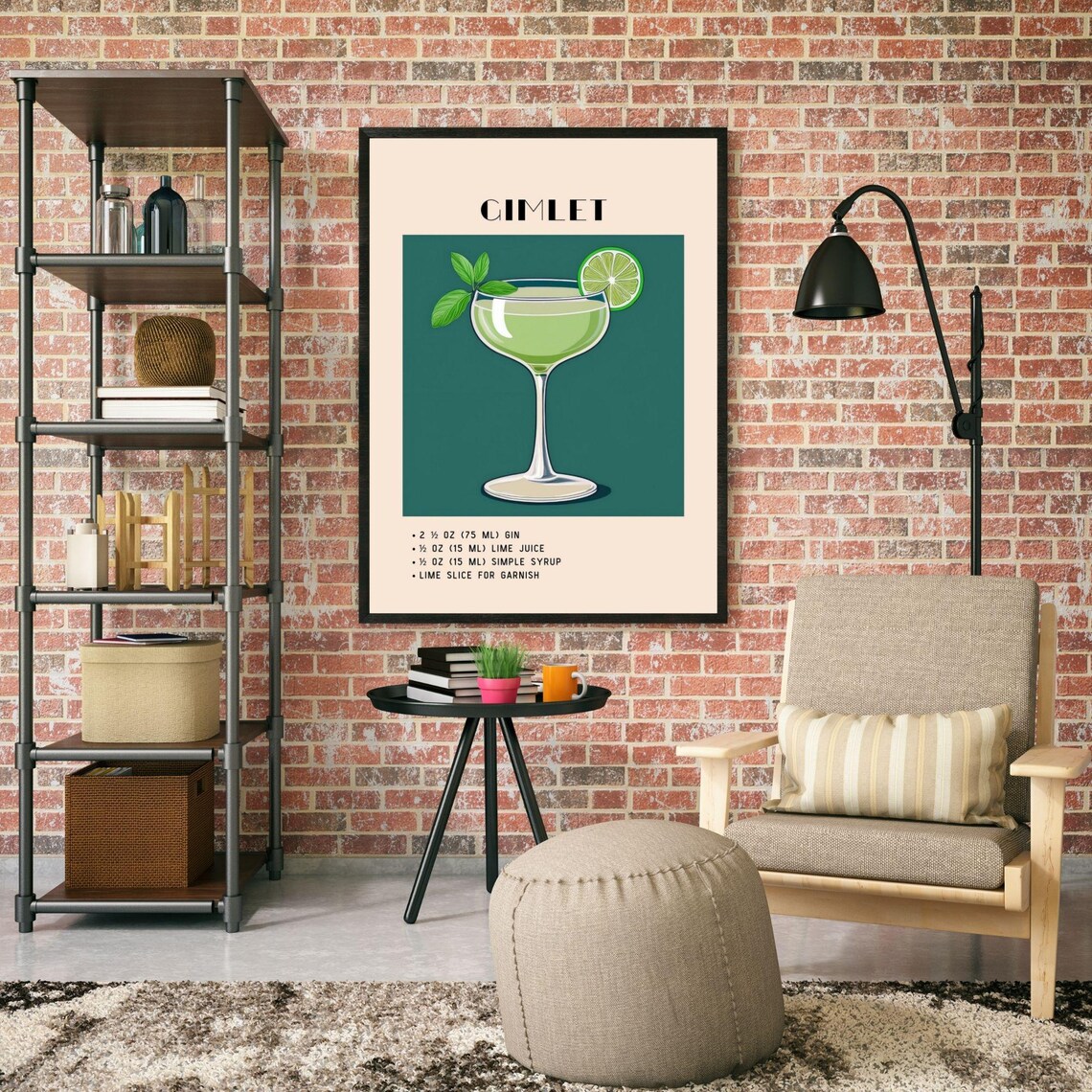 Gimlet Print, Minimalist Retro Bar Cart Decor - Image 4