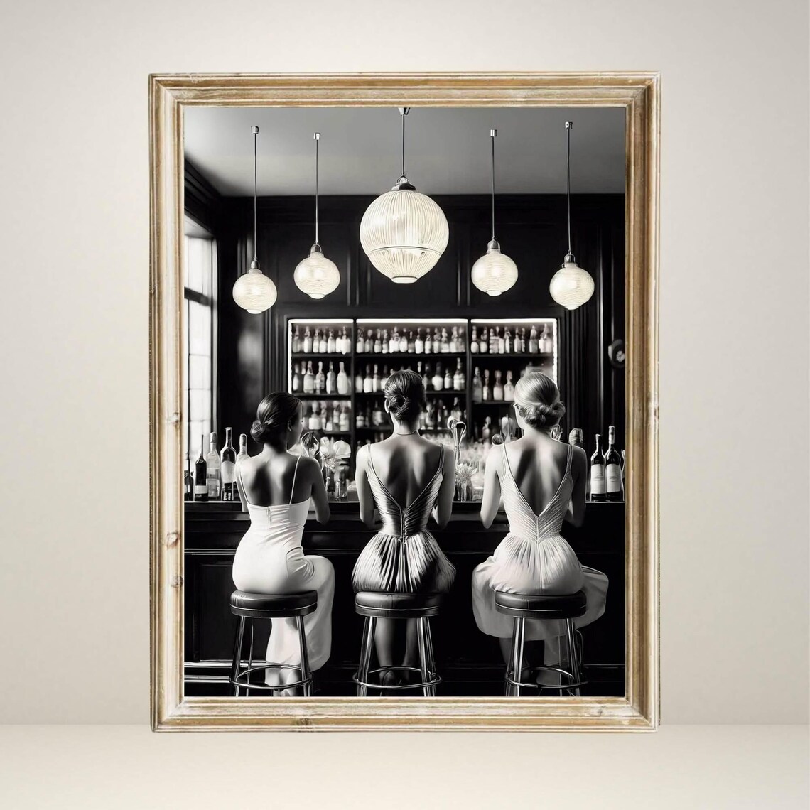 Women Drinking Cocktails, Vintage Bar Decor