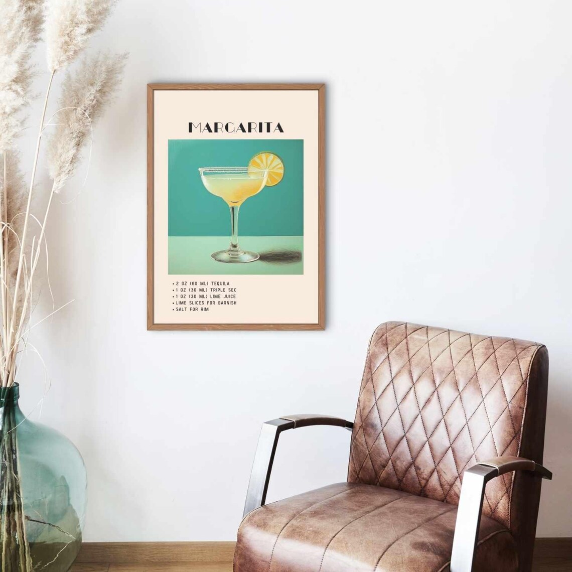 Margarita Cocktail, Green Minimalist Retro Art - Image 3