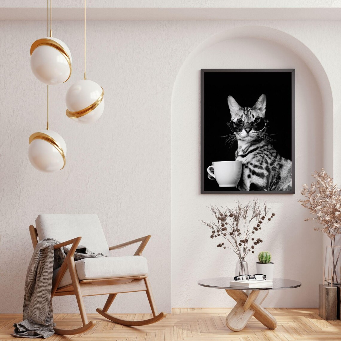 Bengal Drinking Coffee, Vintage Cat Kitchen Decor - Image 3