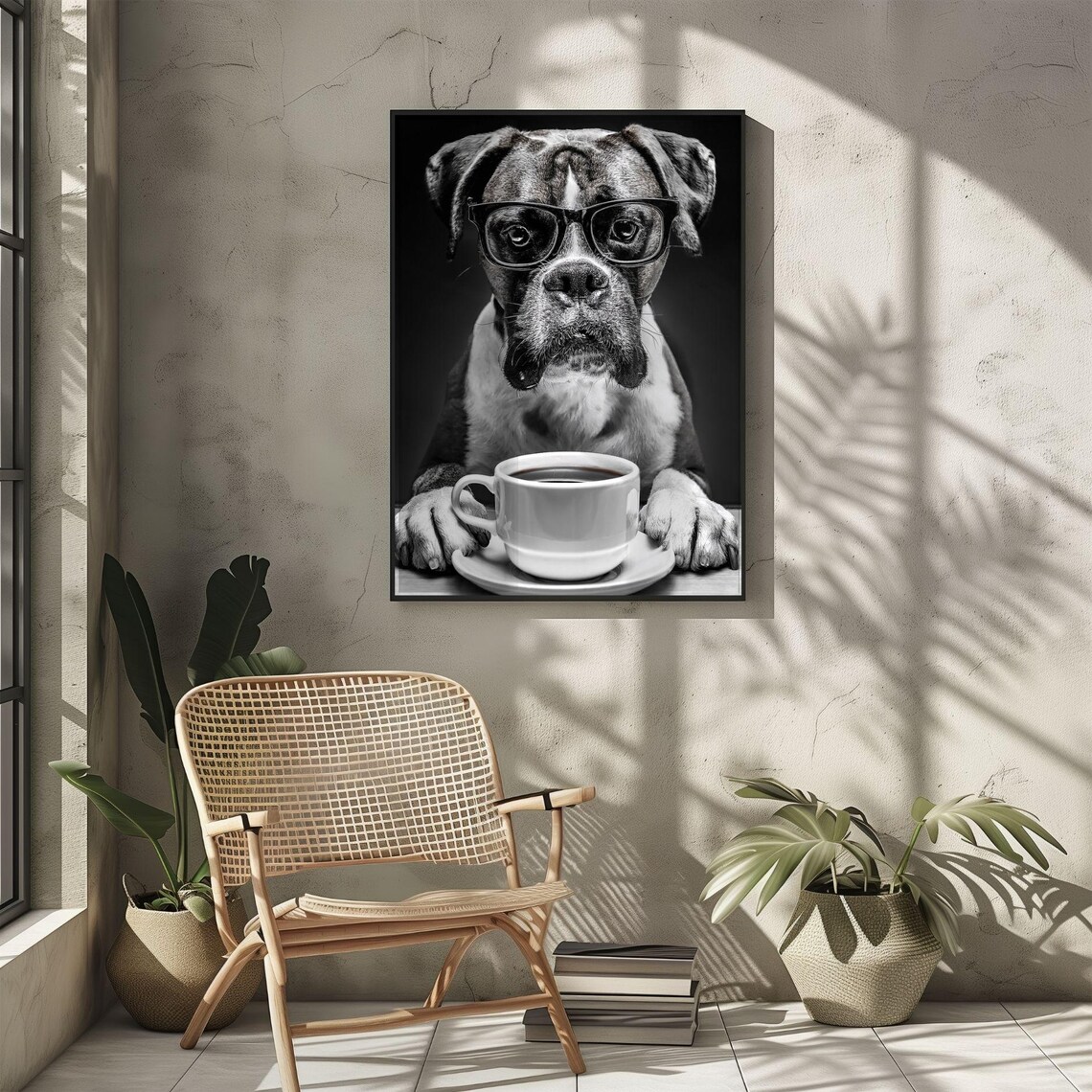 Boxer Dog Drinking Coffee, Funny Kitchen Art Print - Image 5
