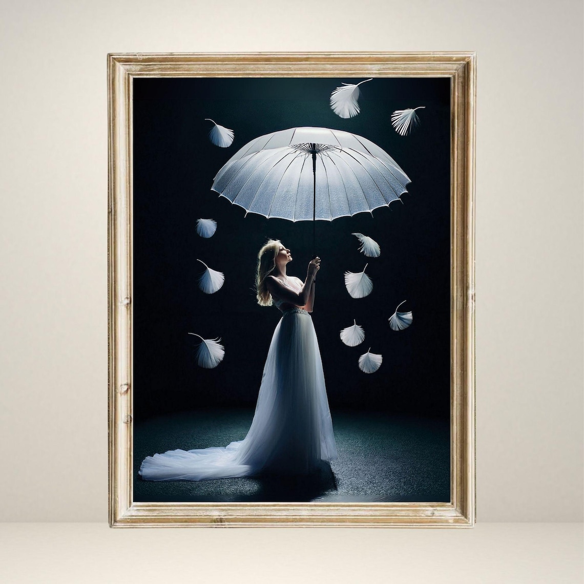 Elegant Woman With Umbrella, Surreal Bedroom Poster - Image 3