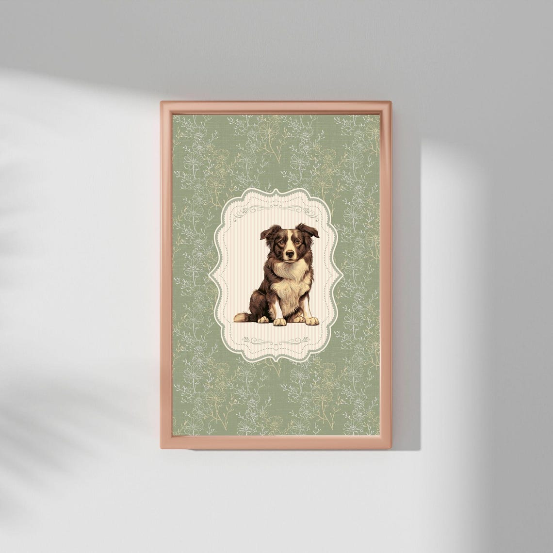 Vintage Dog Print, Floral Nursery Decor - Image 2