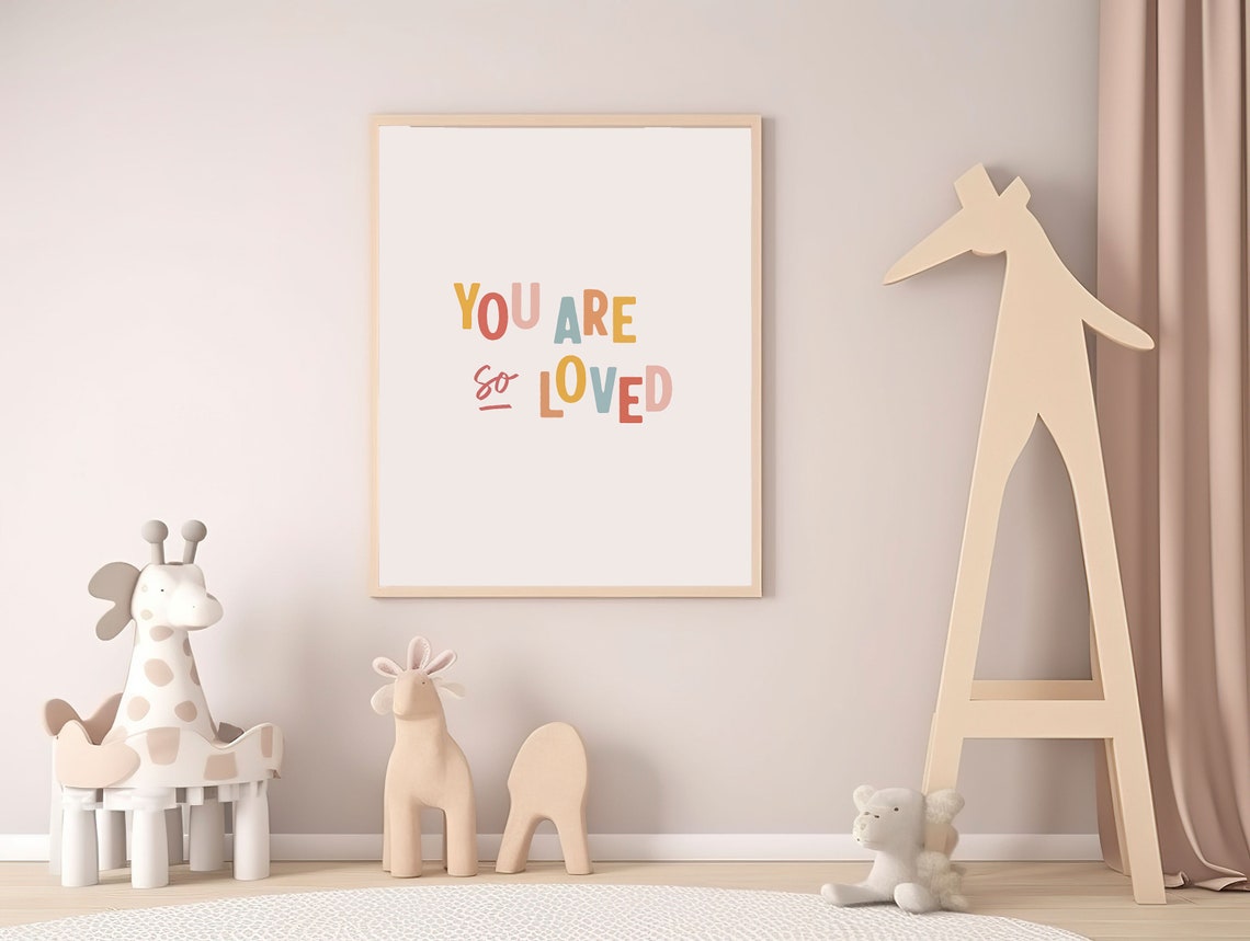 You Are So Loved Colorful Kids Nursery Room Decor Poster Quote Gift - Image 5