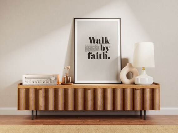 2 Corinthians 5:7 Walk By Faith Minimalist Bible Verse Poster Home Decor