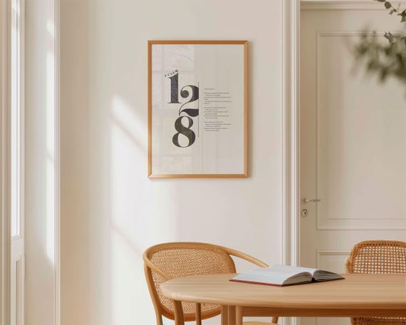 Psalm 128 Christian Wall Art Psalm Poster Christian Psalms Baptism Gift Sunday School Bold Minimalist Scripture Print