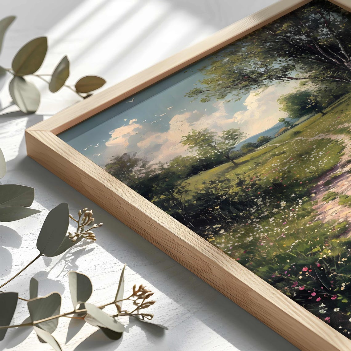 Winding Country Path Through Wildflower Meadow Vintage Poster - Image 2