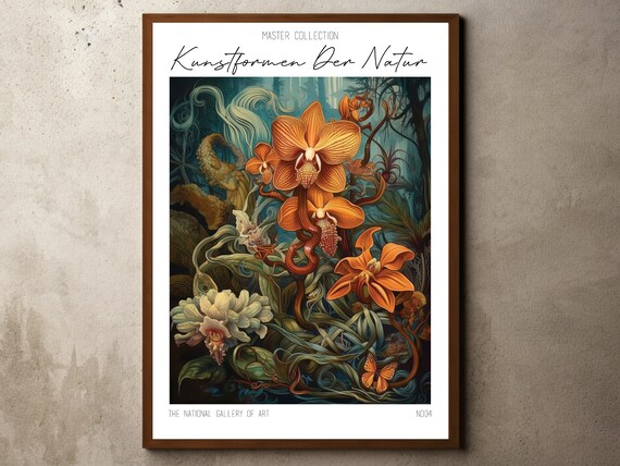 Ernst Haeckel Inspired Print Poster Botanical Wall Art Floral Illustrations Jungle Orchid