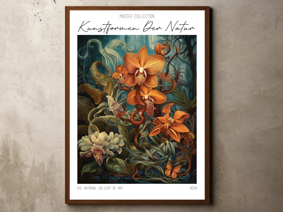 Kunstformen Der Natur Orange Orchid Botanical Exhibition Poster
