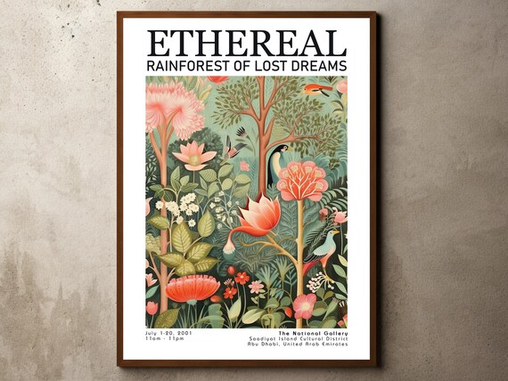 Henri Rousseau Print Poster Tropical Decor Botanical Jungle Exhibition Animals Forest Vintage Wall Art