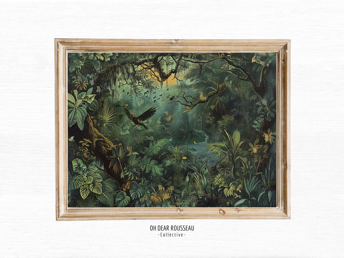 Oh Dear Rousseau Dark Jungle With Birds Landscape Art Poster