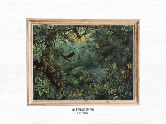 Tropical Decor Jungle Print Botanical Wall Art Nature Poster Ernst Haeckel Landscape Henri Rousseau
