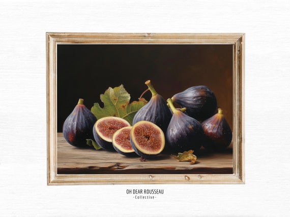 Rustic Thanksgiving Autumn Figs Wall Art Vegetables Fruit Decor Kitchen Poster Print Moody Painting Food
